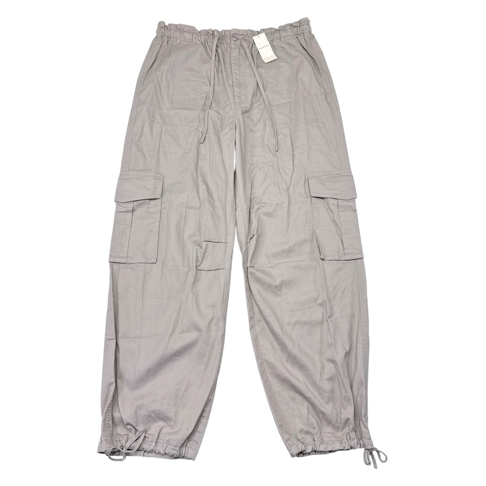 Abercrombie & Fitch Cargo Pants Womens Size Large Gray Parachute Baggy Loose NEW